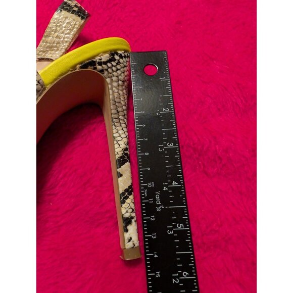 Steve Madden ADIN Snakeskin Neon Yellow Platform Peep Toe Slingback Heels 8M - Picture 6 of 9